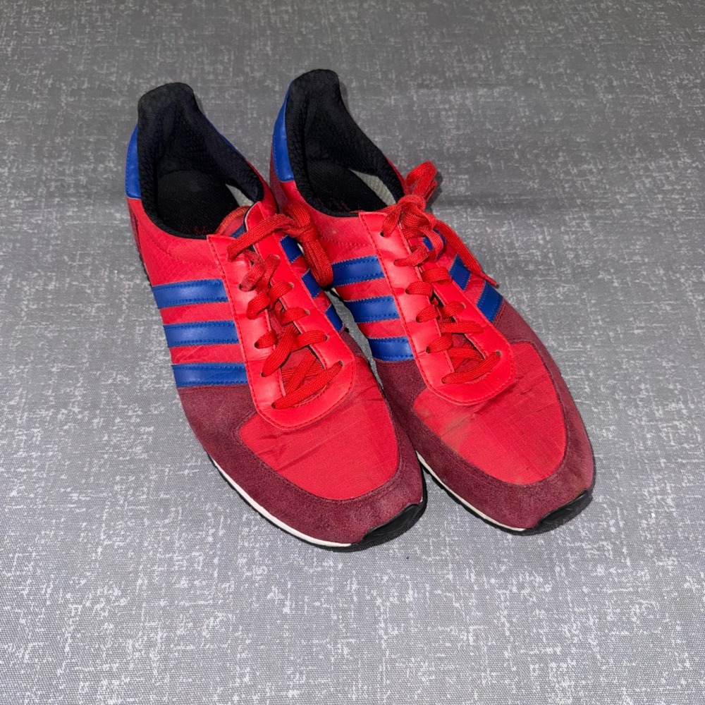 Adidas Adistar Racer Mens 10.5 Red Blue Burgundy Q20717 Low Top Sneakers